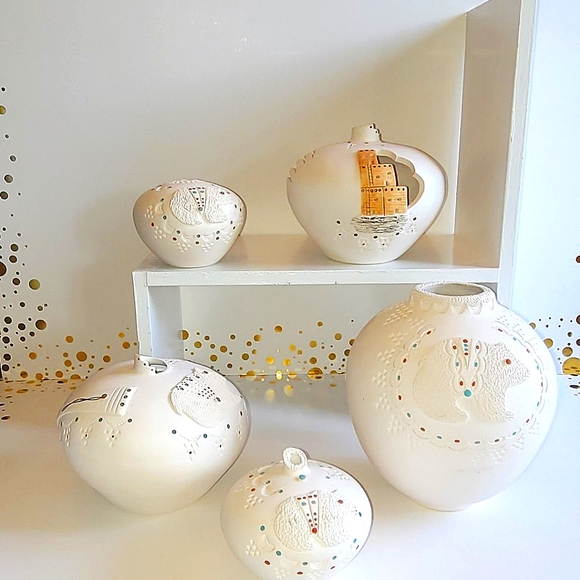 SHARLEEN PEDRO Other - 5 PC LOT OF VINTAGE "SHARLEEN PEDRO" SIGNED HANDMADE LAGUNA NM RARE VASES